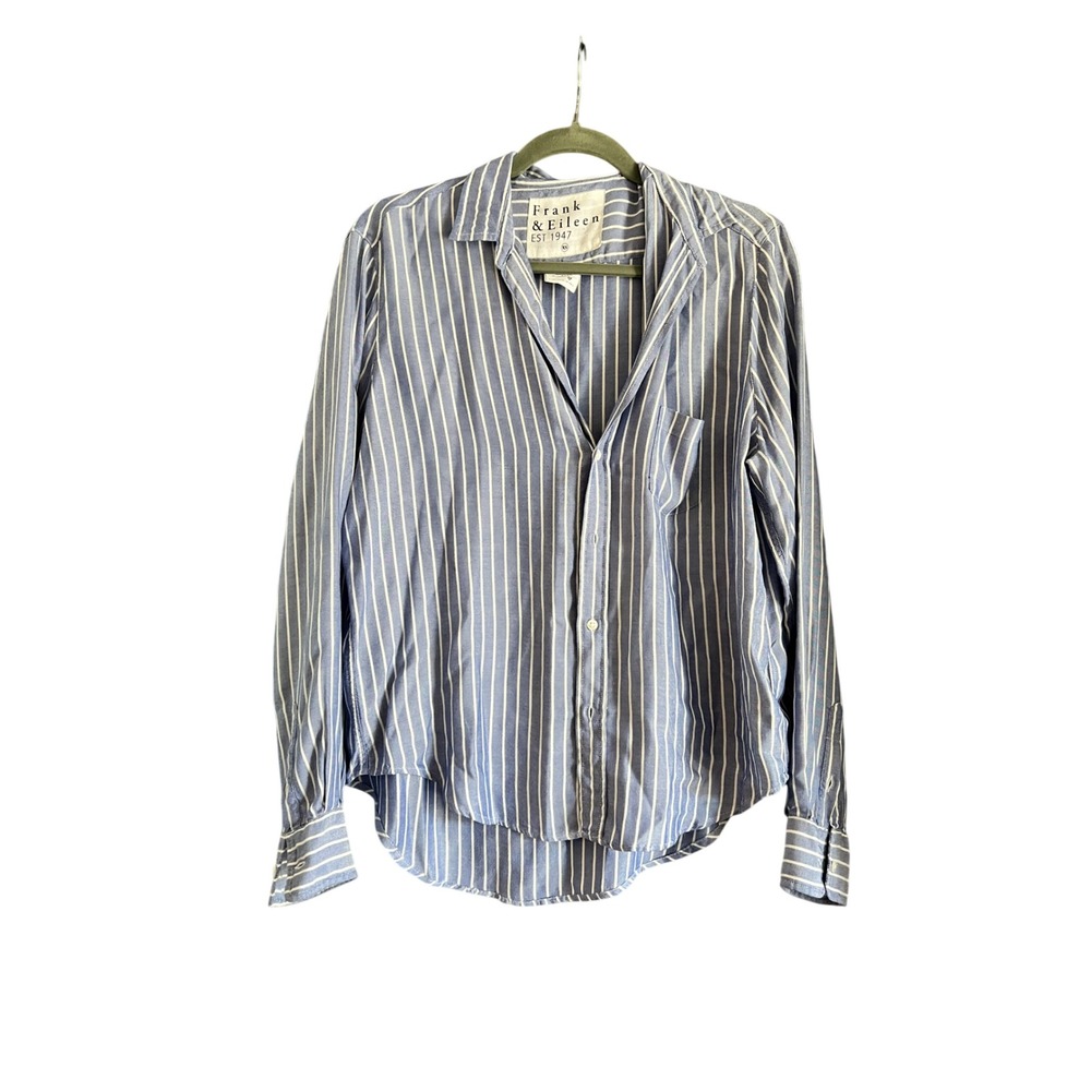 Frank & Eileen Striped Button Down Shirt‎ XS Blue White Long Sleeve
